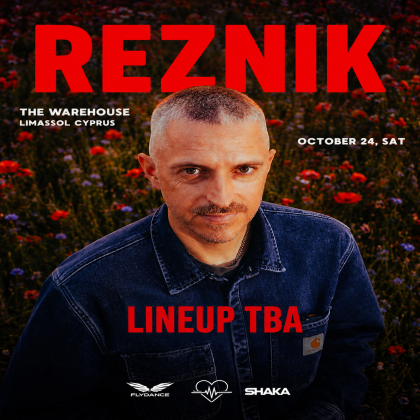 תמונת כריכה של מסיבת REZNIK_KEINEMUSIK בקפריסין, אוקטובר 2026, עם דיג'יי Reznik מליין KEINEMUSIK.