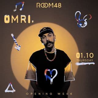 תמונת אירוע פתיחת שבוע ב-ROOM 48 עם דיג'יי OMRI. ו-K.OCHAKI בתל אביב, 1.10.2026