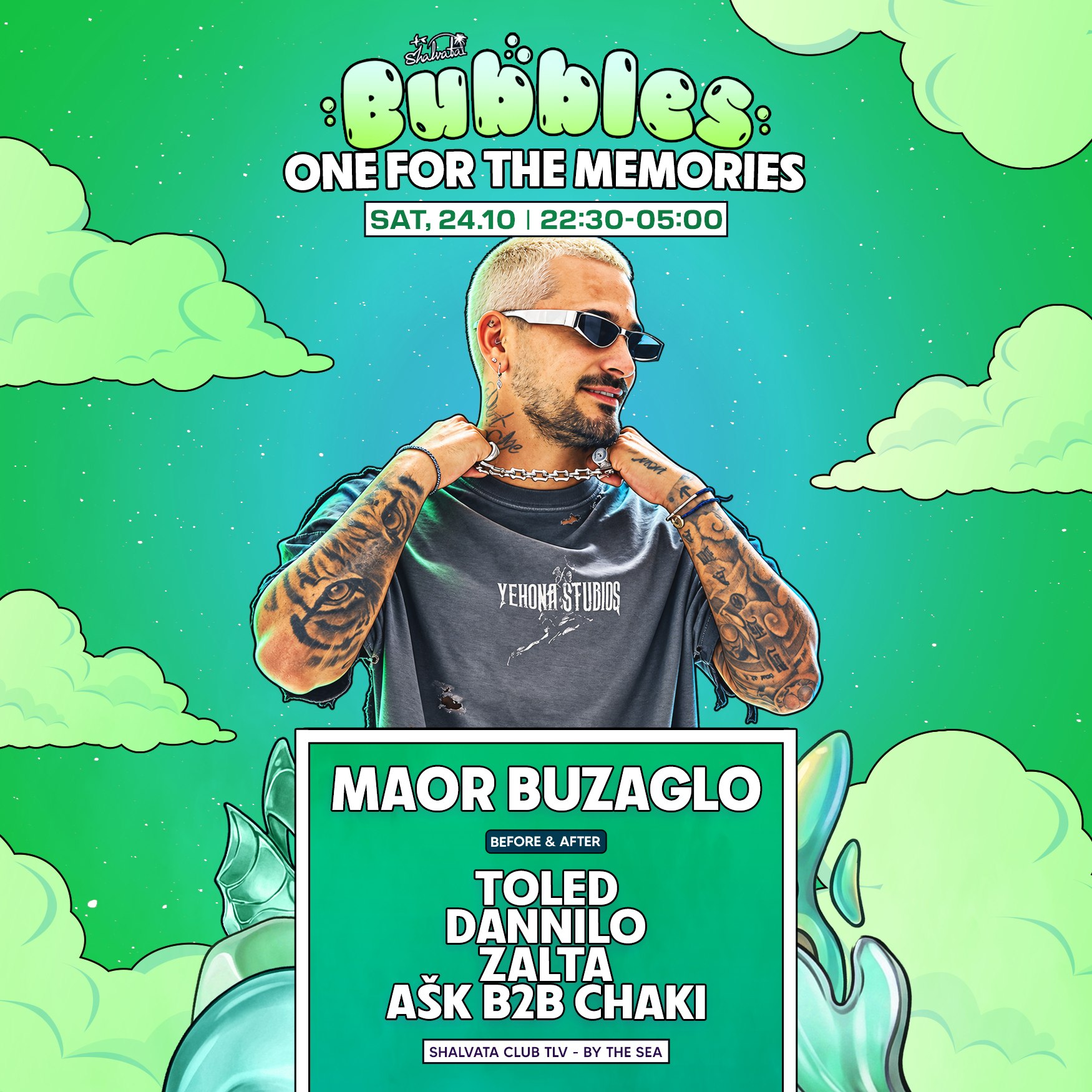 תמונת אירוע BUBBLES בשלוותה עם מאור בוזגלו, כניסה חינם בהרשמה, בנמל תל אביב, 24.10.2026.